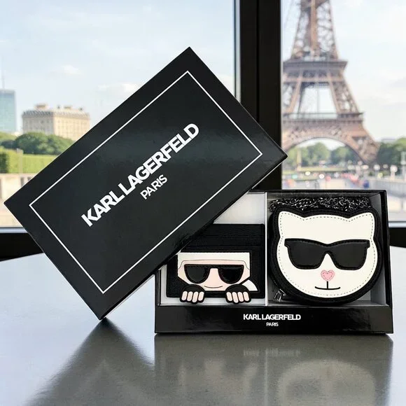Karl Lagerfeld Paris Karl & Choupette 2pc Mini Cat Purse & Card Holder Gift Set - Picture 1 of 10